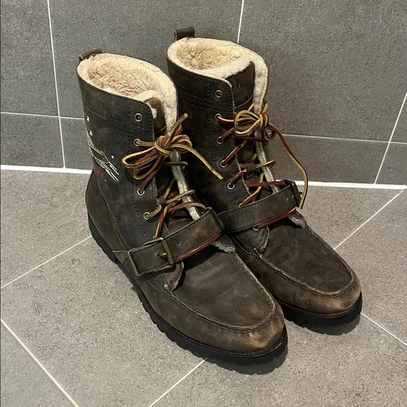 Polo Ralph Lauren Ranger Air Division Boots Faux Shearling Mens Size 12